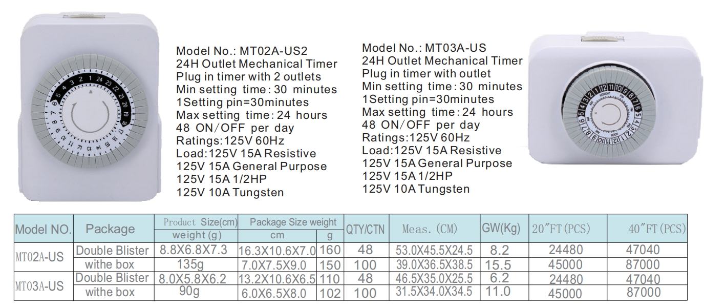 US standard timer switch MT03A-US