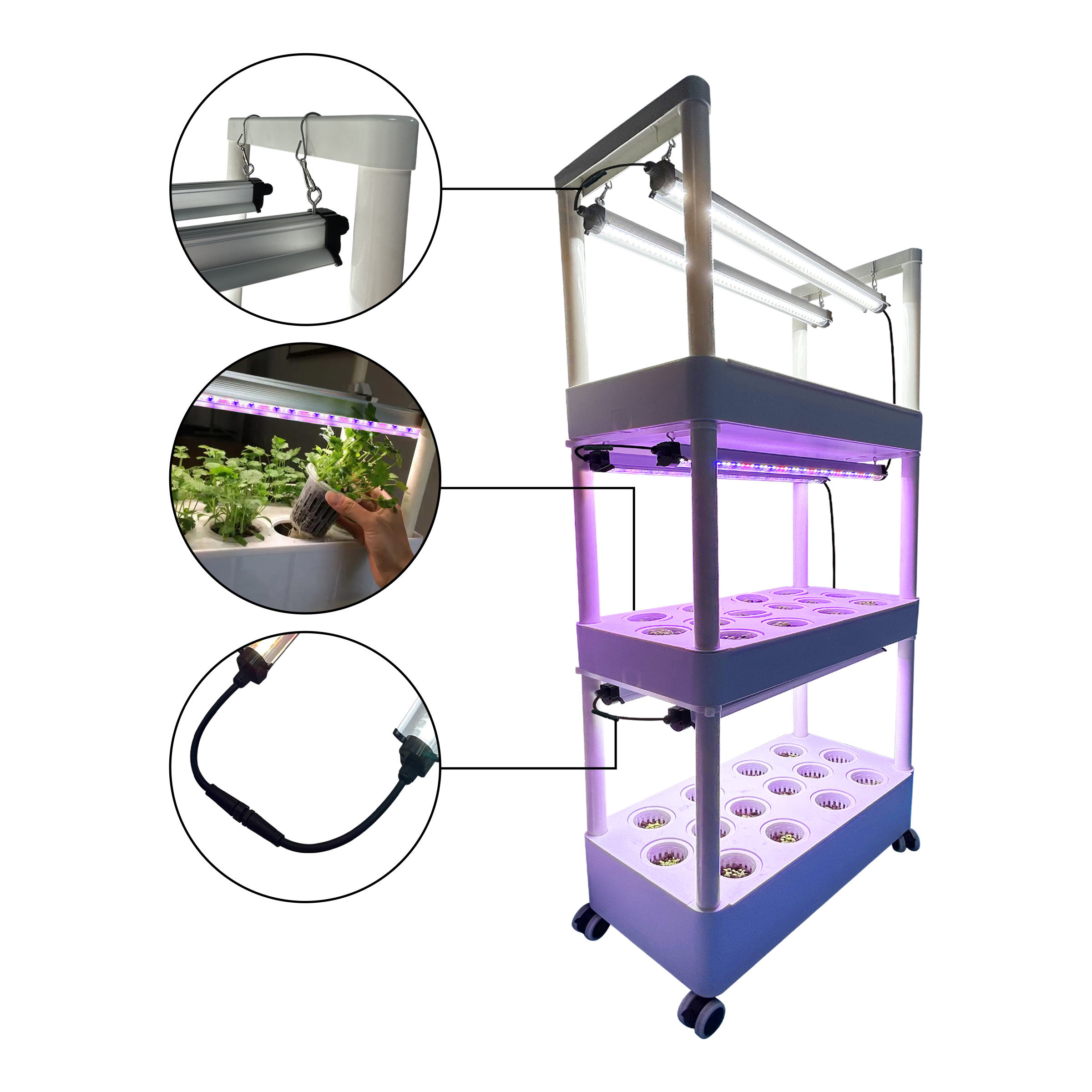 Balcony Gardening Vegetable Growing Hydroponic System for Kitchen 3-layer Smart Planter