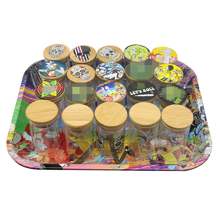 Large solid wood sealed glass jar with printed pattern