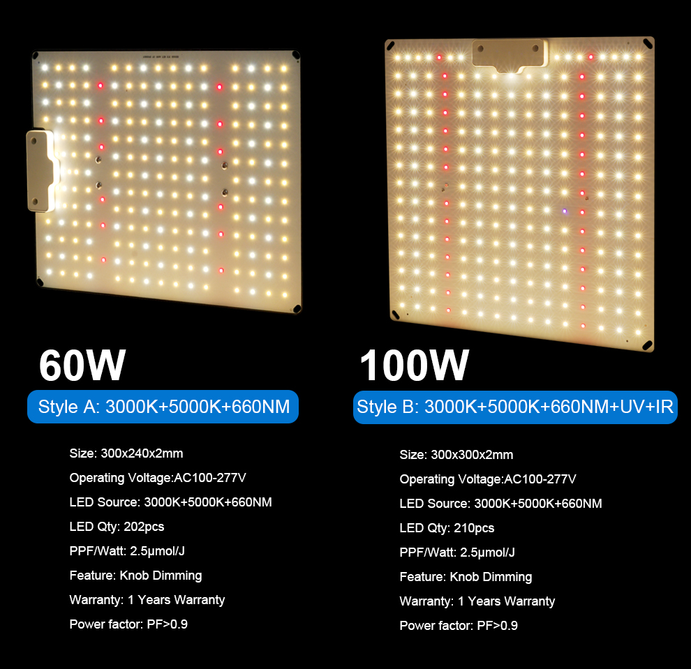 Quantum Board 100W-300W Full Spectrum LED Grow Light Panel for Indoor Hydroponic Plants Vegetables Fruits