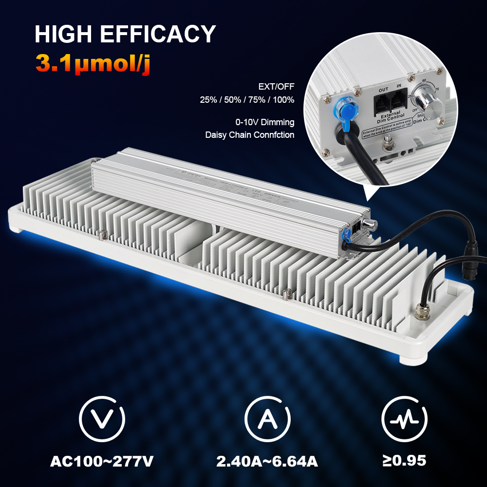 3.3umol/J Waterproof Full Spectrum LED Grow Light Bars with 660nm 730nm IR for Tomato Crop Bloom Phase Indoor Vertical Farming
