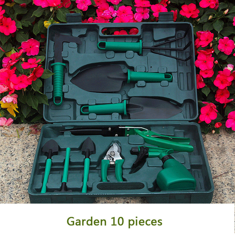 Garden Tool Box 10-piece Set-Green