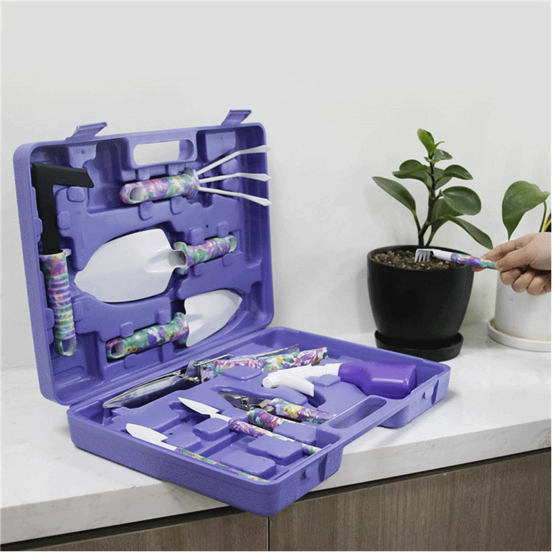 Garden Tool Box 10-piece Set-Purple