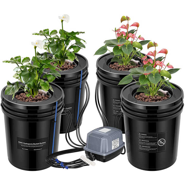 4 Bucket Round Drip Irrigation Hydroponic Bucket,5 Gallon Bucket Hydroponic Grow Bucket
