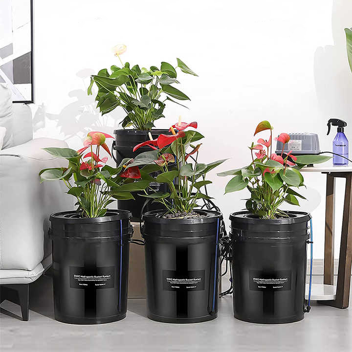  4 Bucket Round Drip Irrigation Hydroponic Bucket,5 Gallon Bucket Hydroponic Grow Bucket