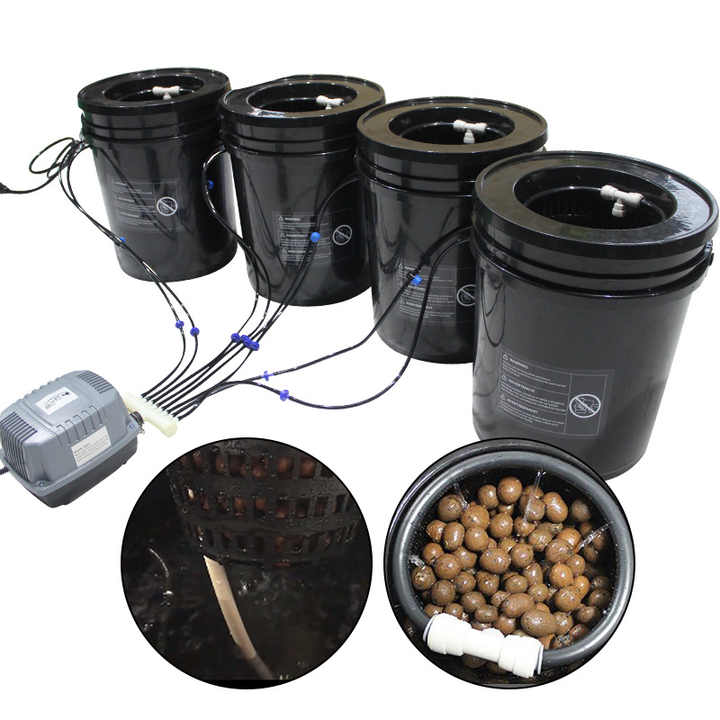  4 Bucket Round Drip Irrigation Hydroponic Bucket,5 Gallon Bucket Hydroponic Grow Bucket