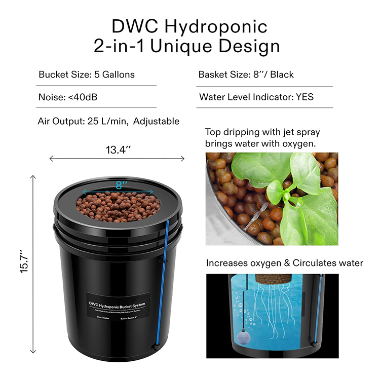  4 Bucket Round Drip Irrigation Hydroponic Bucket,5 Gallon Bucket Hydroponic Grow Bucket