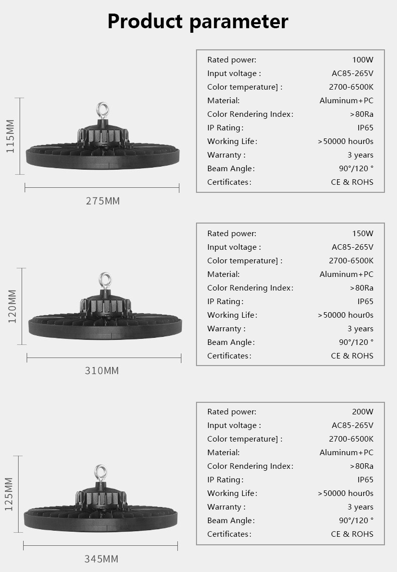 Competitive Price Church Lighting 230V 100W 150W 200W Ufo 20000 Lumens Led High Bay Light