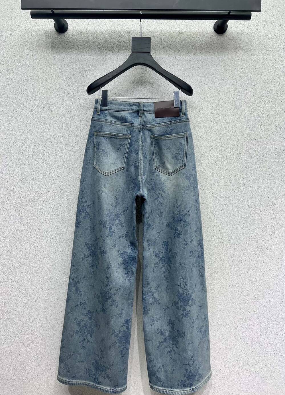 The new style jacquard flocking denim straight wide-leg pants for winter 2024