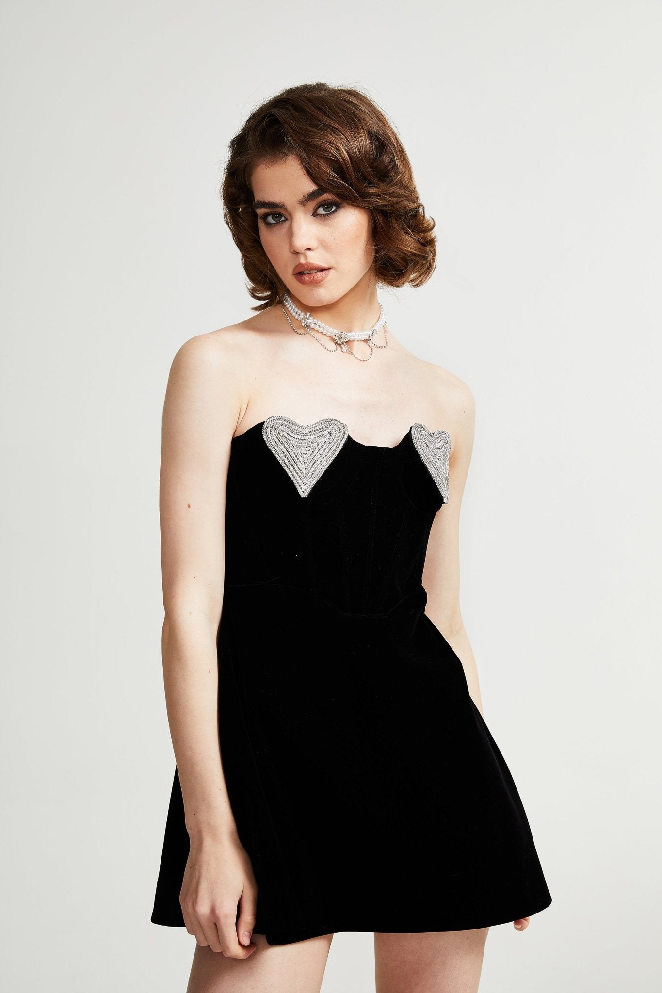 Leonya black embellished mini dress
