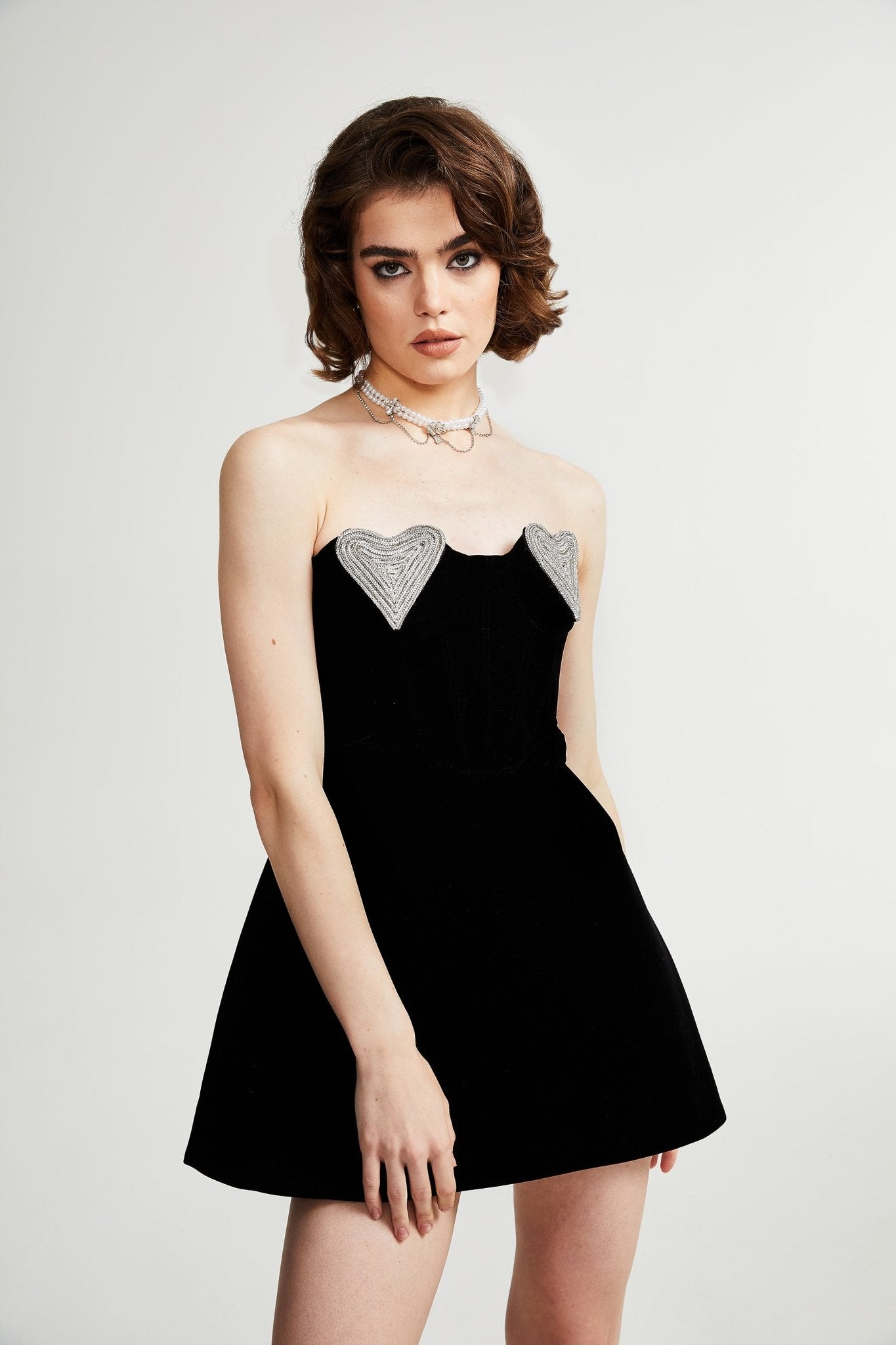 Leonya black embellished mini dress
