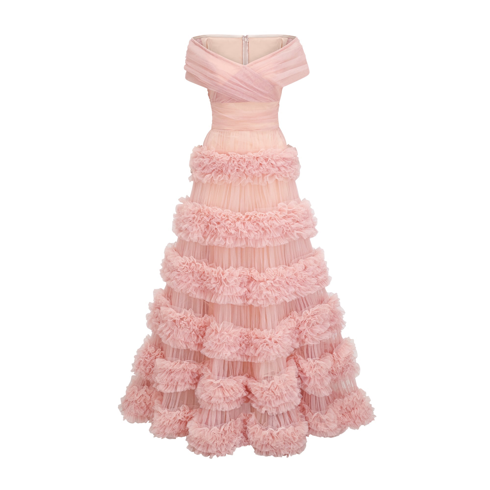 Solène pink tiered maxi dress