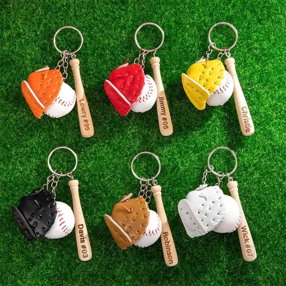 Personalized Baseball Player Tag Keychains | GC036