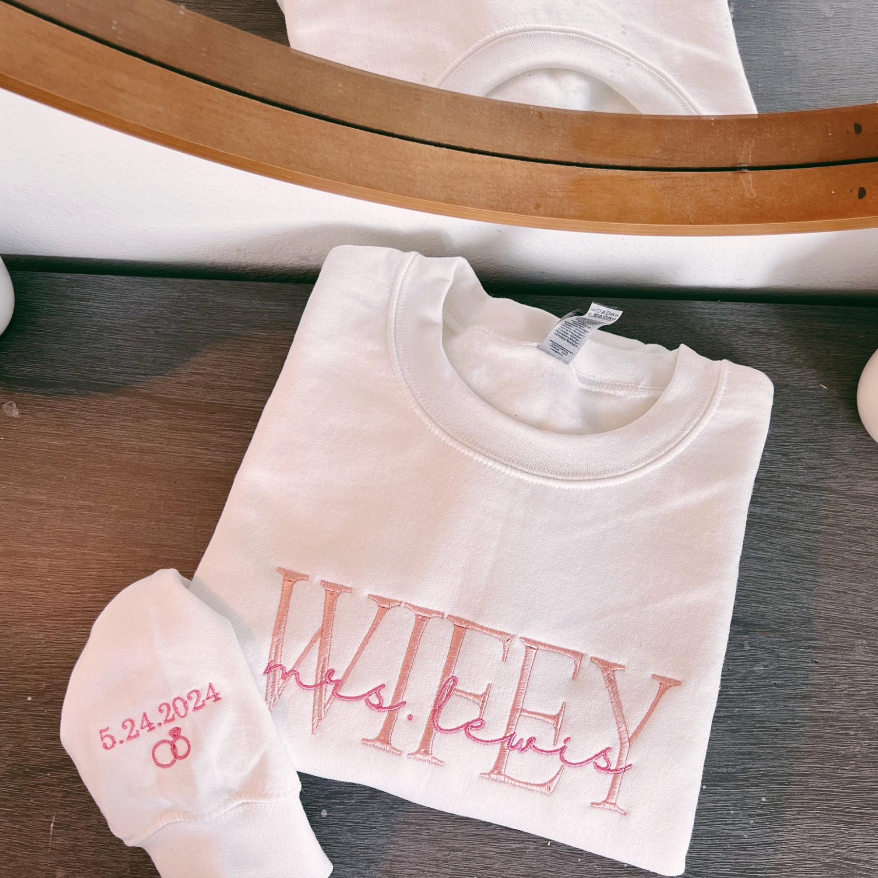 Personalized Embroidered Wife/Hubby Sweatshirt for Unique & Love | JNSCloth42