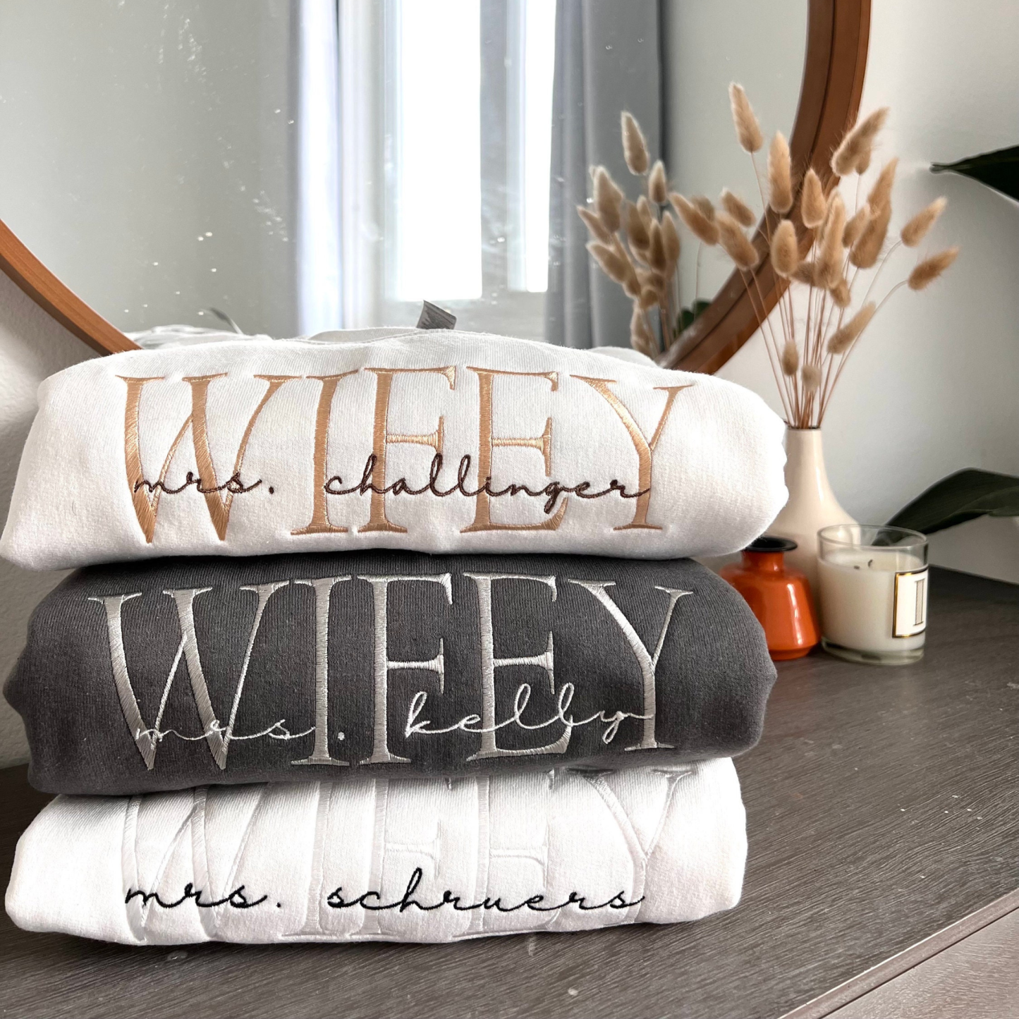 Personalized Embroidered Wife/Hubby Sweatshirt for Unique & Love | JNSCloth42