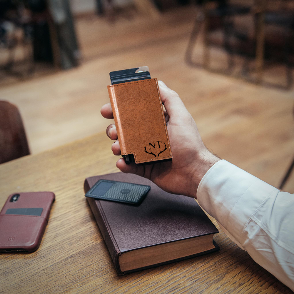 Personalized RFID Blocking Leather Wallet With Pop Up Card Holder | GC013