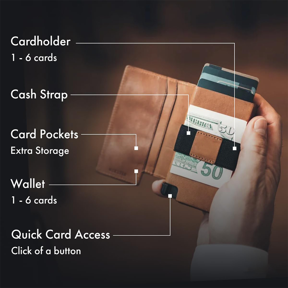 Personalized RFID Blocking Leather Wallet With Pop Up Card Holder | GC013