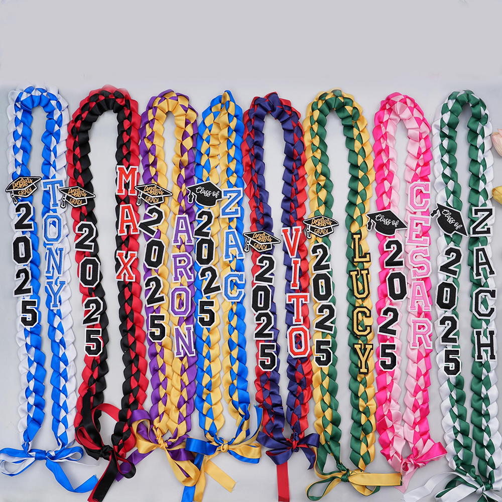 Personalized Name Braided Satin Ribbon Graduation Lei | KKSchool10