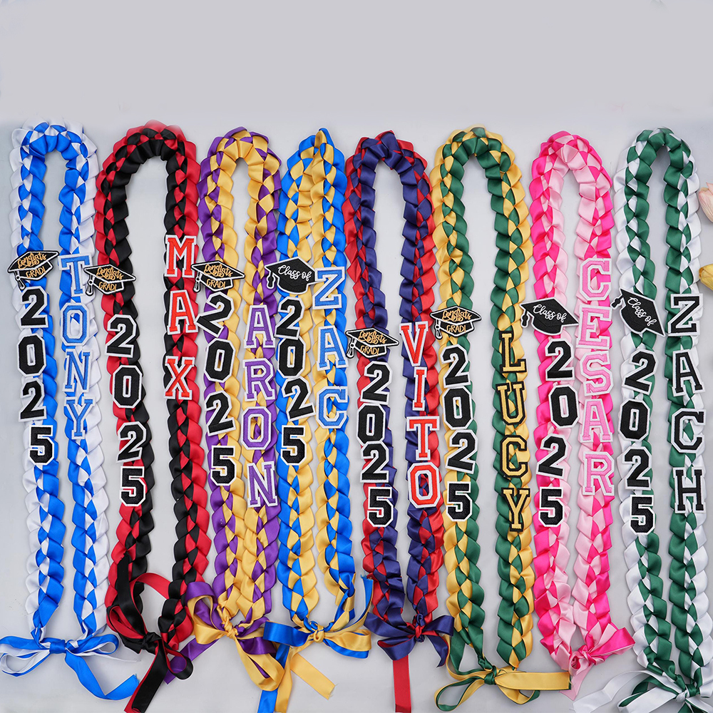 Personalized Name Braided Satin Ribbon Graduation Lei | KKSchool10
