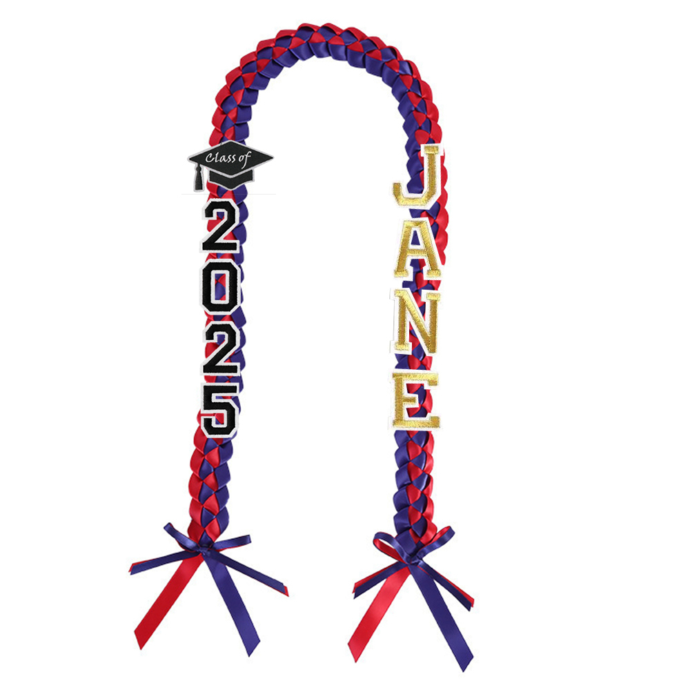 Personalized Name Braided Satin Ribbon Graduation Lei | KKSchool10
