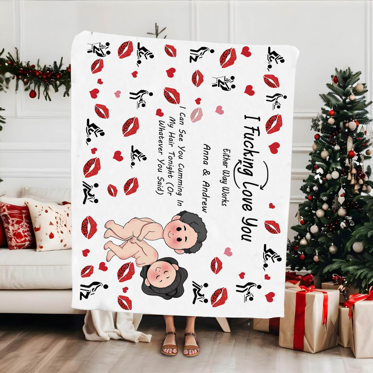 Couple - I Fucking Love You - Personalized Blanket