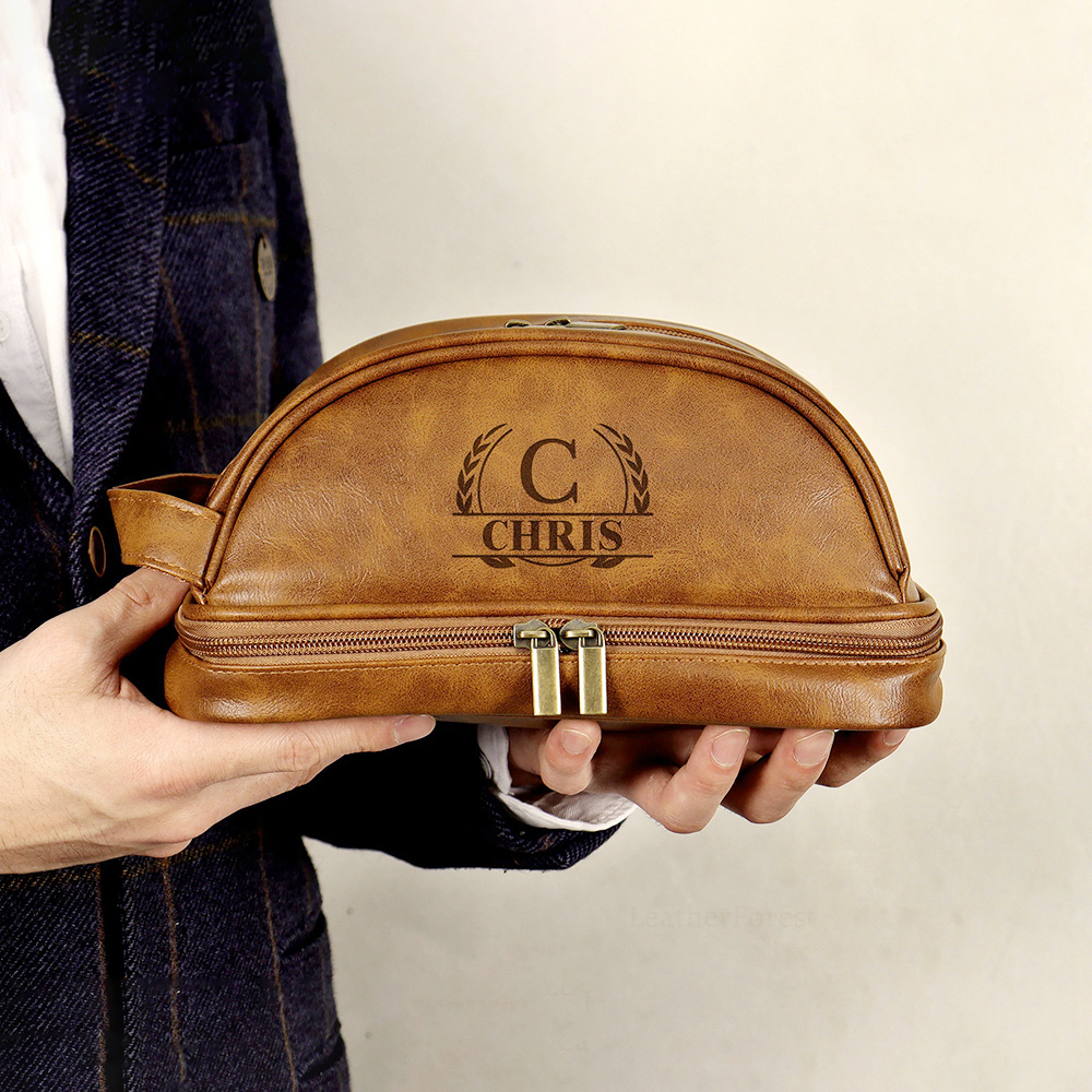 Personalized Leather Travel Toiletry Bag | GC00901