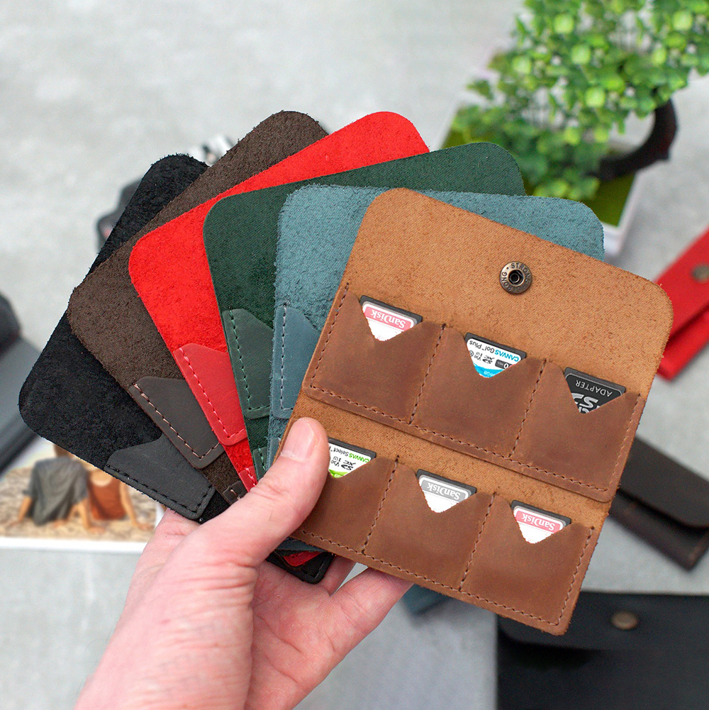 Personalized Leather 6 Slots SD Card Holder | GC019