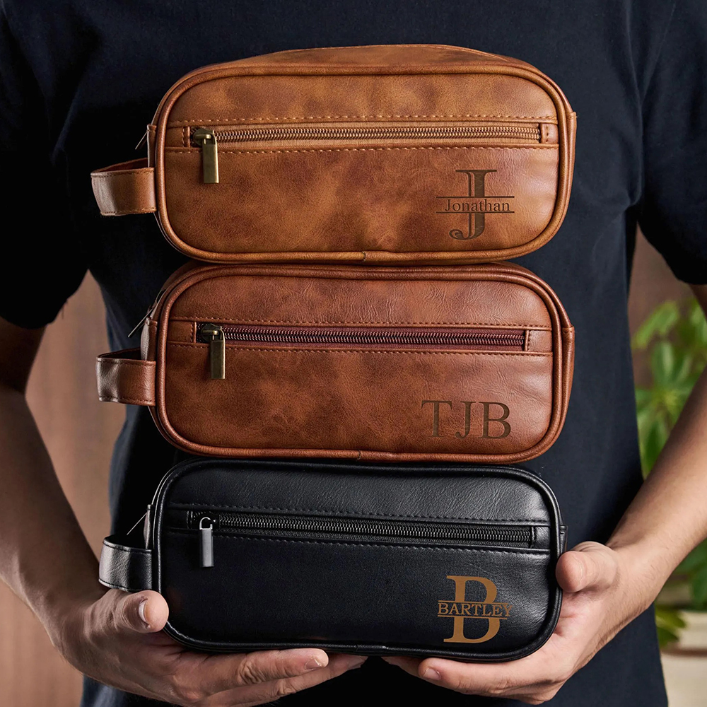 Personalized Monogram Leather Travel Toiletry Bag | GC035