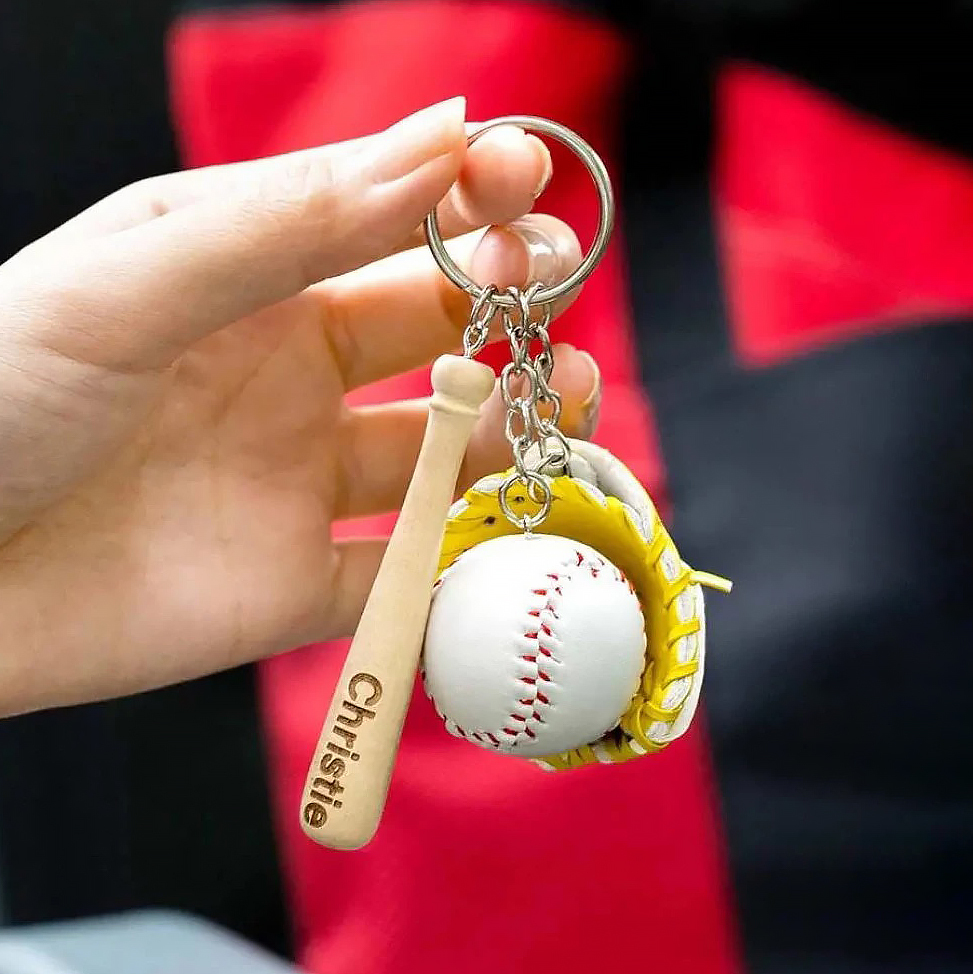 Personalized Baseball Player Tag Keychains | GC036