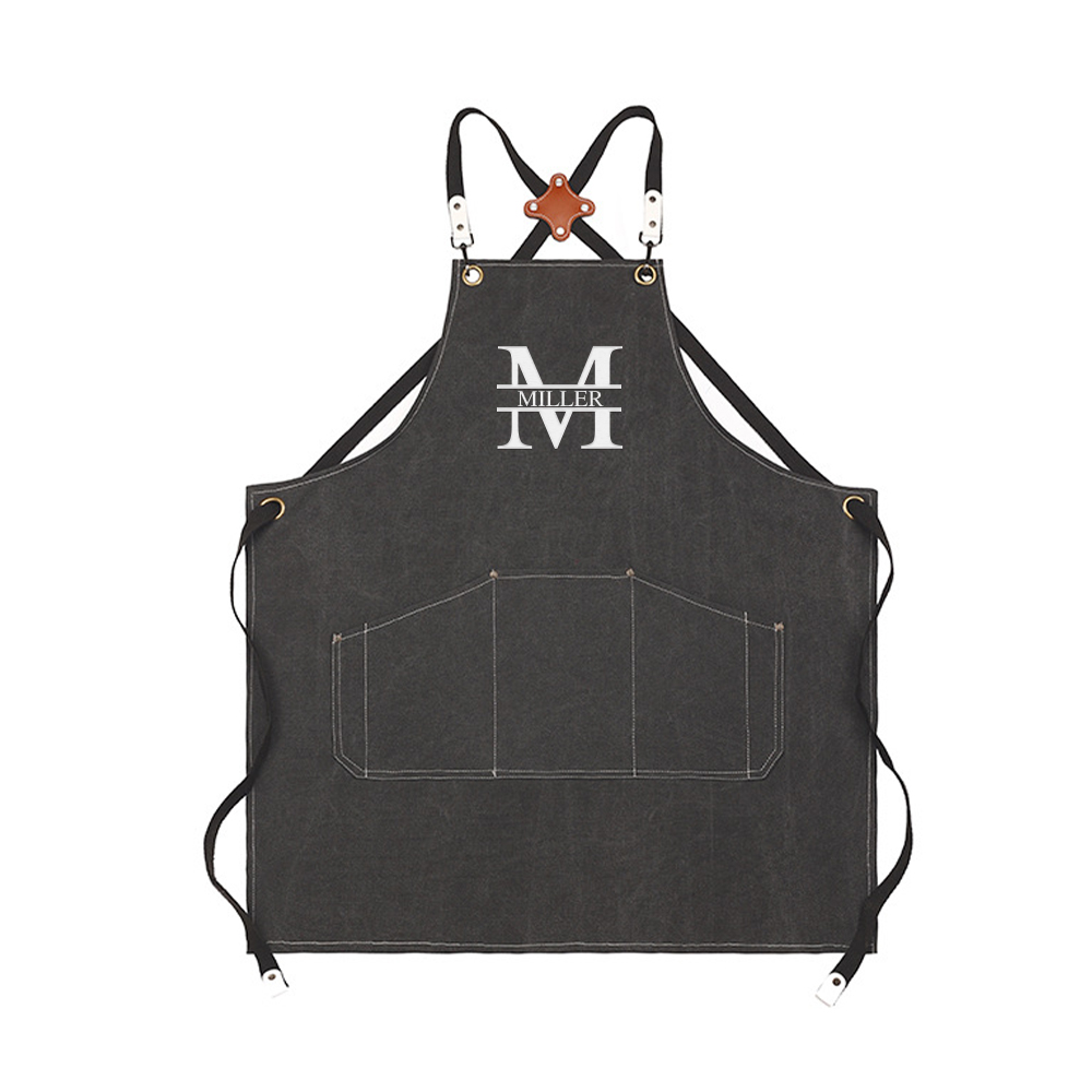 Personalized Embroidery Canvas Apron with Pockets for Unisex Adult | GC037