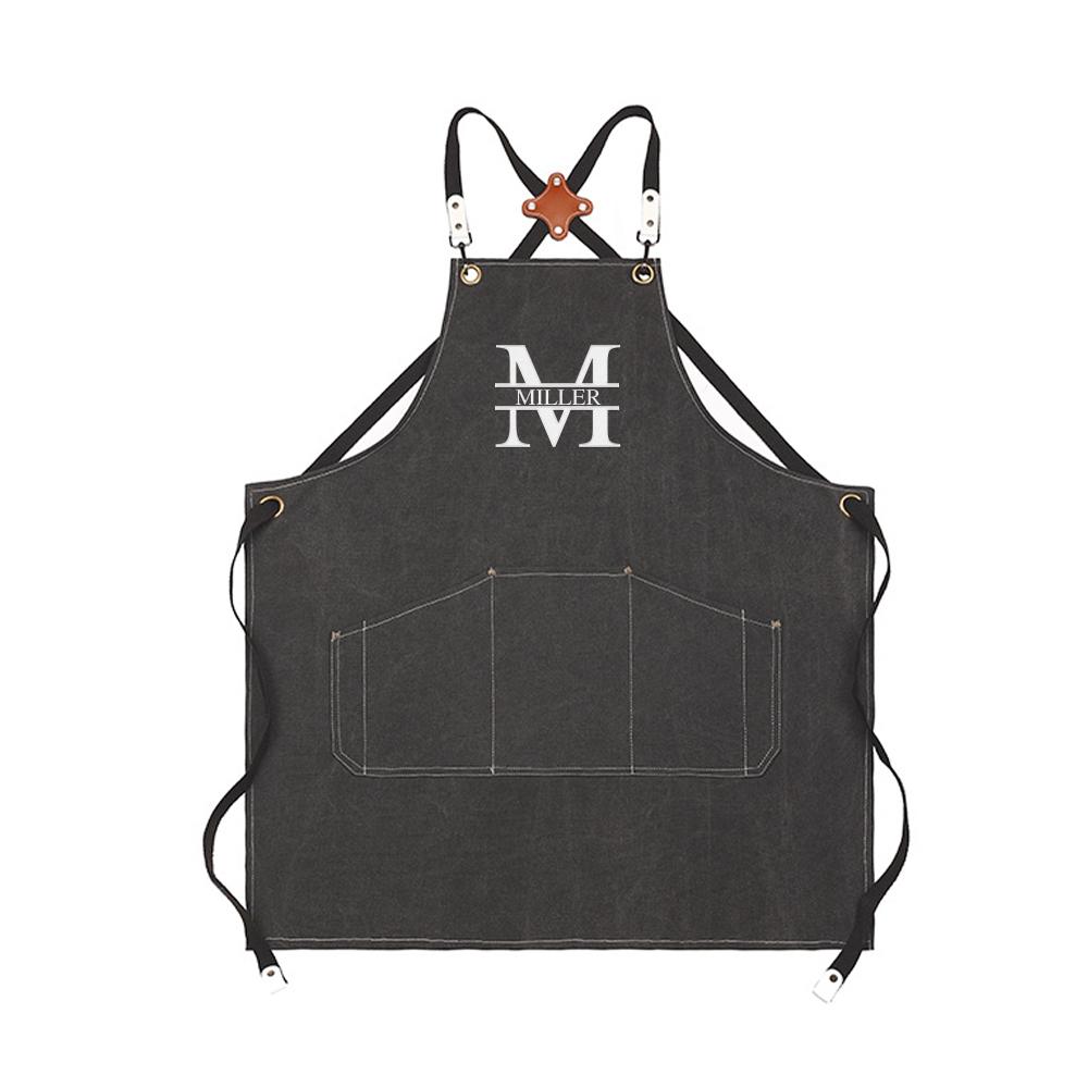 Personalized Embroidery Canvas Apron with Pockets for Unisex Adult | GC037