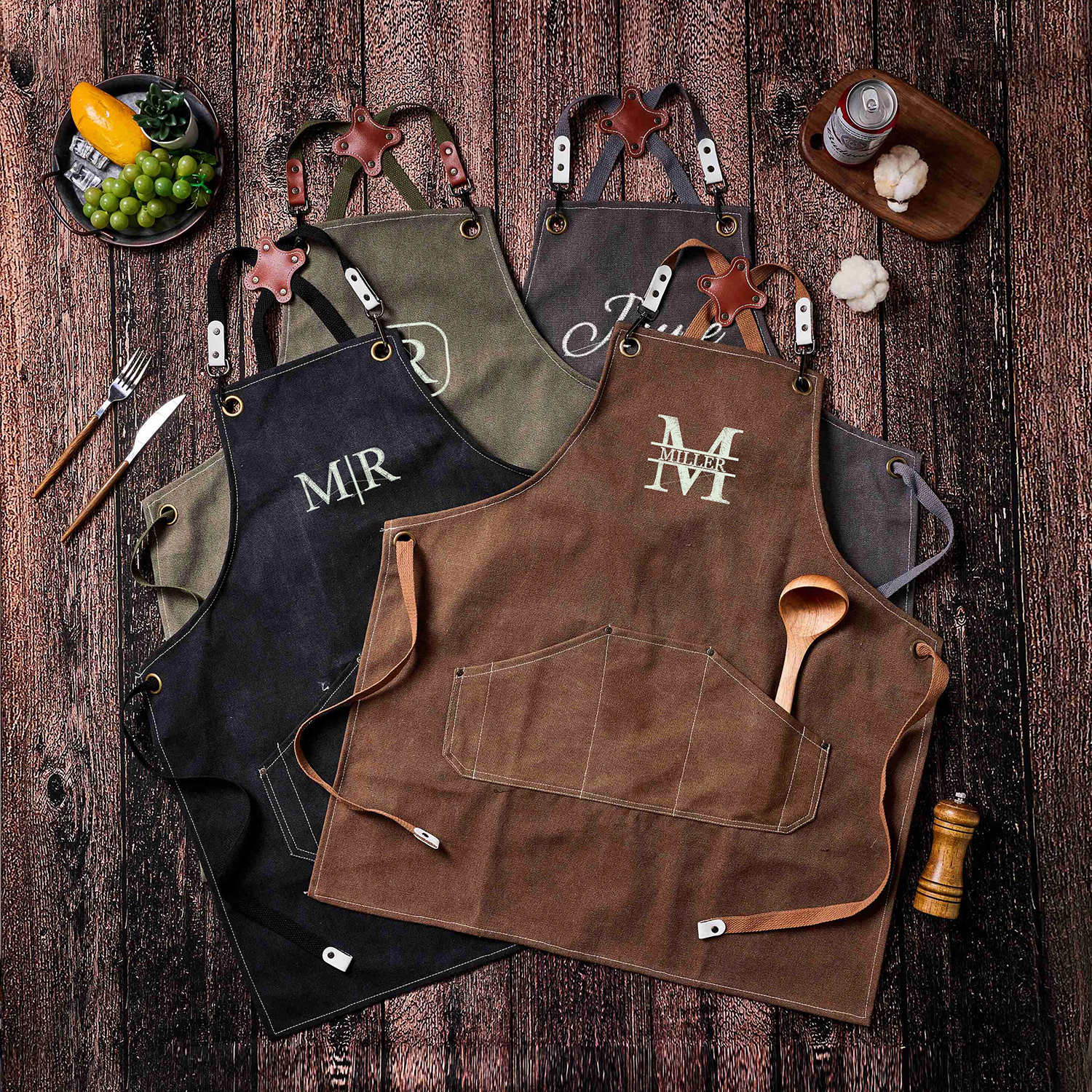 Personalized Canvas Apron with Pockets for Unisex Adult | GC037