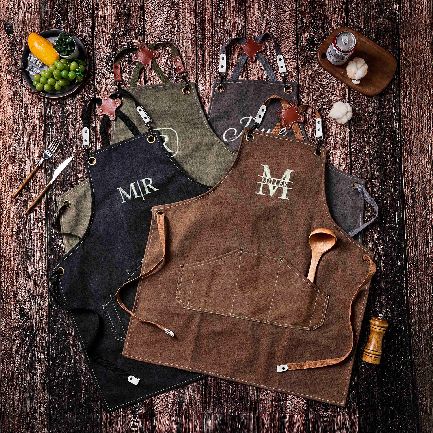 Personalized Canvas Apron with Pockets for Unisex Adult | GC037