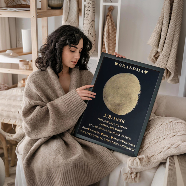 Personalized Mother's Day Commemorative Gift Foil MoonPhase Frame | GC044