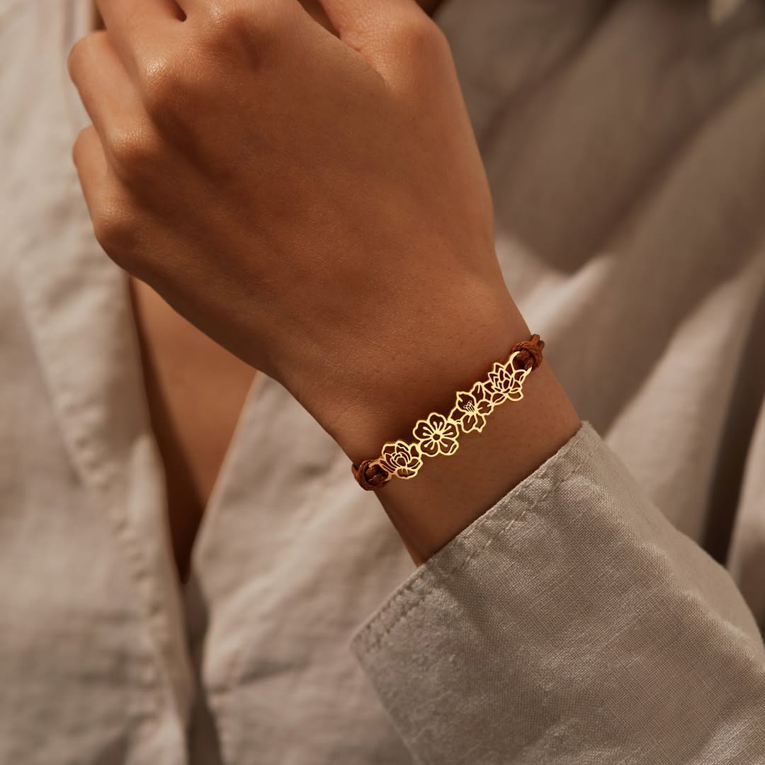 Personalized Mother's Day Dainty Adjustable Birth Flowers Family Jewelry | GC048