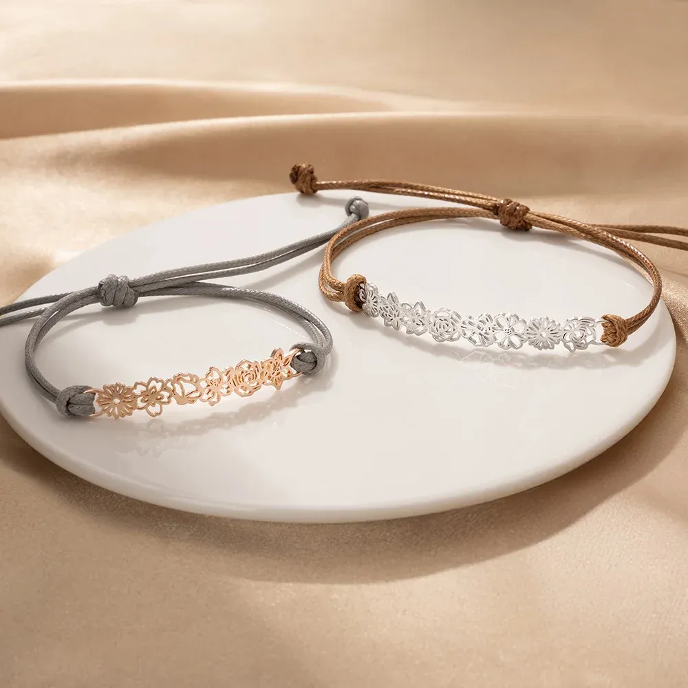 Personalized Mother's Day Dainty Adjustable Birth Flowers Family Jewelry | GC048