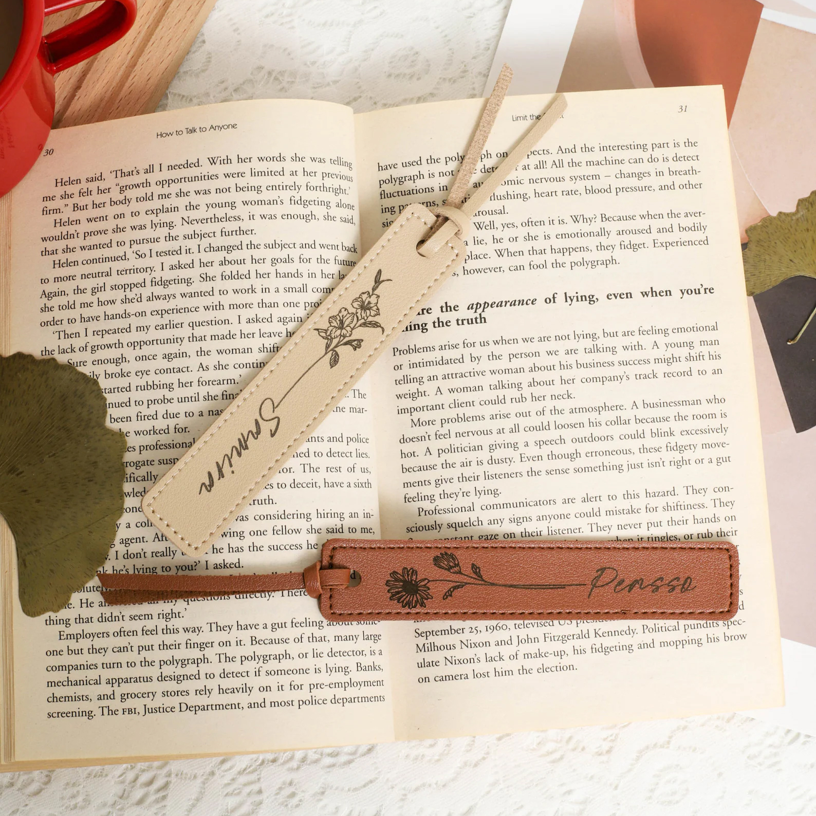 Personalized Birth Month Flower Leather Bookmark | GC020