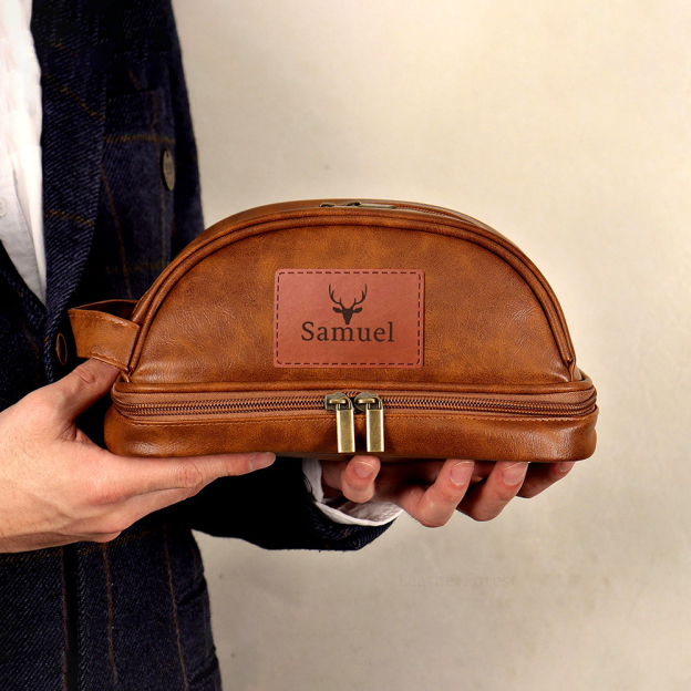 Personalized Leather Travel Toiletry Bag | GC009