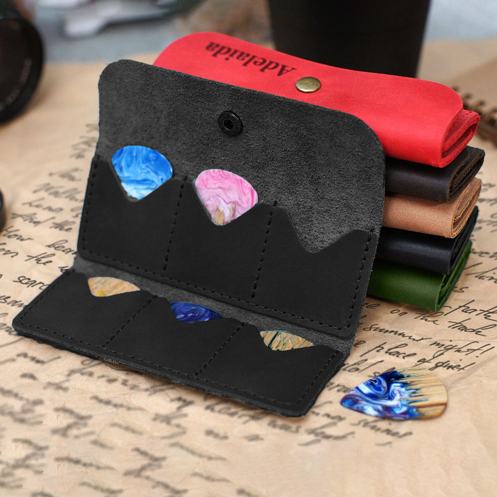 Personalized Leather 6 Slots SD Card / Guitar Pick Holder | GC019