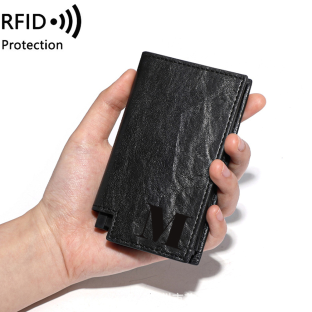 Personalized RFID Blocking Leather Wallet With Pop Up Card Holder | GC013