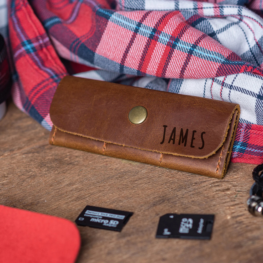 Personalized Leather 6 Slots SD Card Holder | GC019