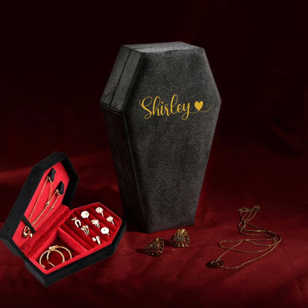 Personalized Handmade Gothic Coffin Velvet Jewelry Box | GC038