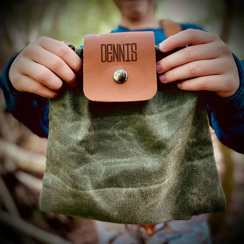 Personalised Canvas Drawstring Collapsable Forest Foraging Pouch | Dad04