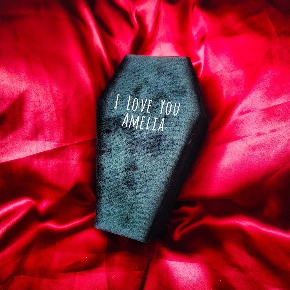 Personalized Handmade Gothic Coffin Velvet Jewelry Box | GC038