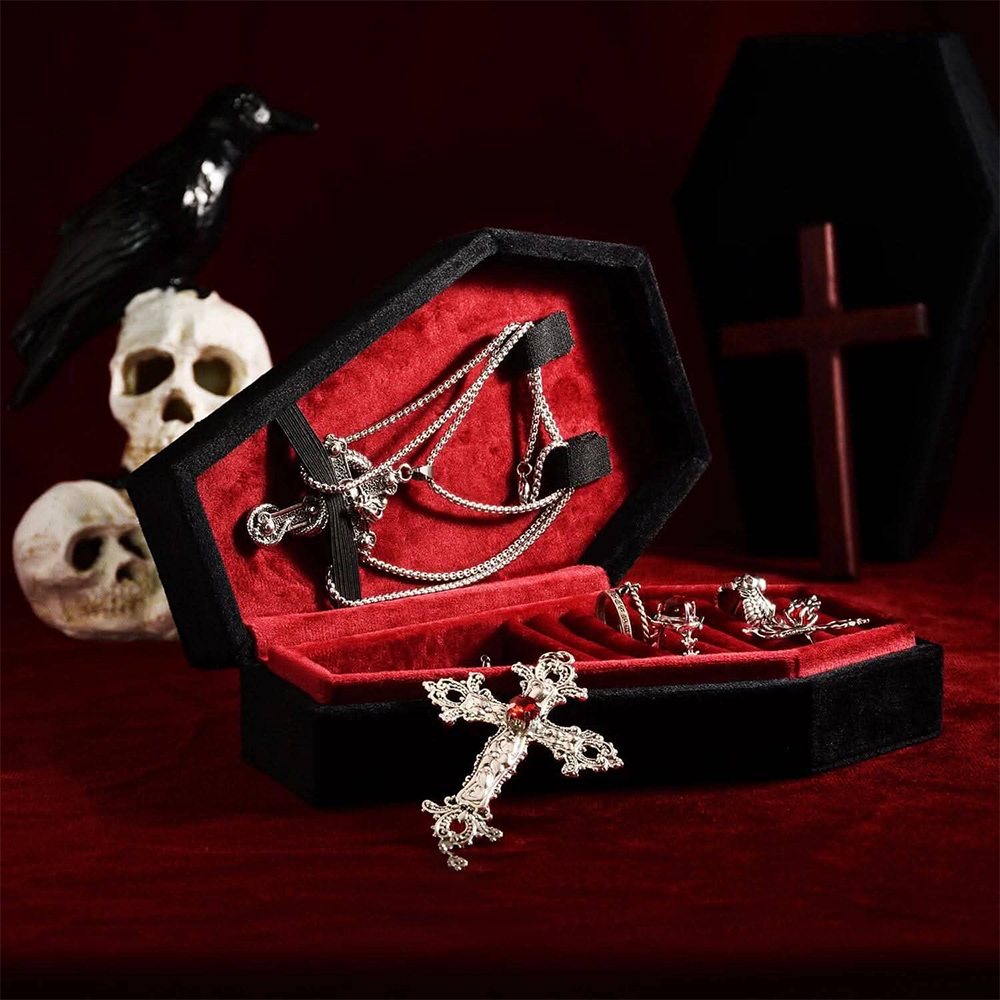Personalized Handmade Gothic Coffin Velvet Jewelry Box | GC038