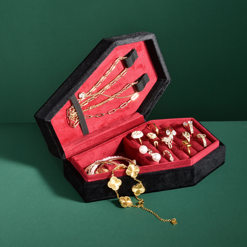 Personalized Handmade Gothic Coffin Velvet Jewelry Box | GC038
