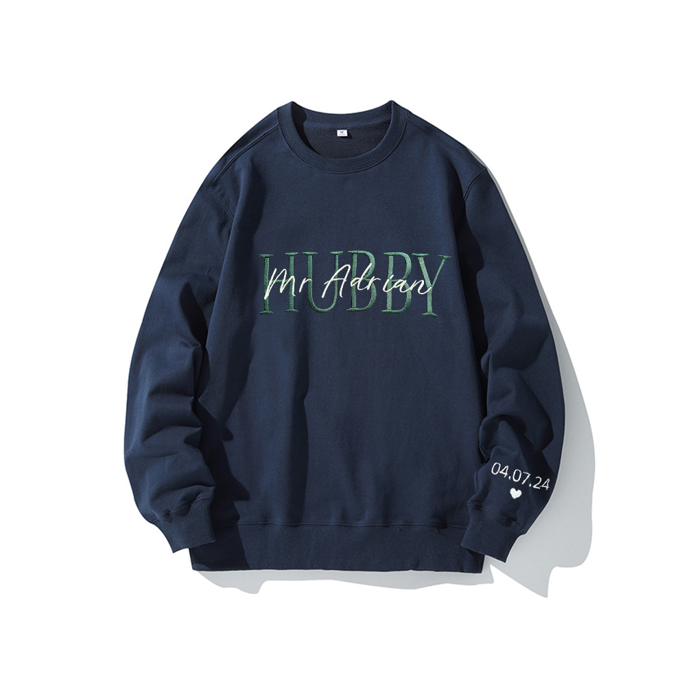 Personalized Embroidered Wife/Hubby Sweatshirt for Unique & Love | JNSCloth42