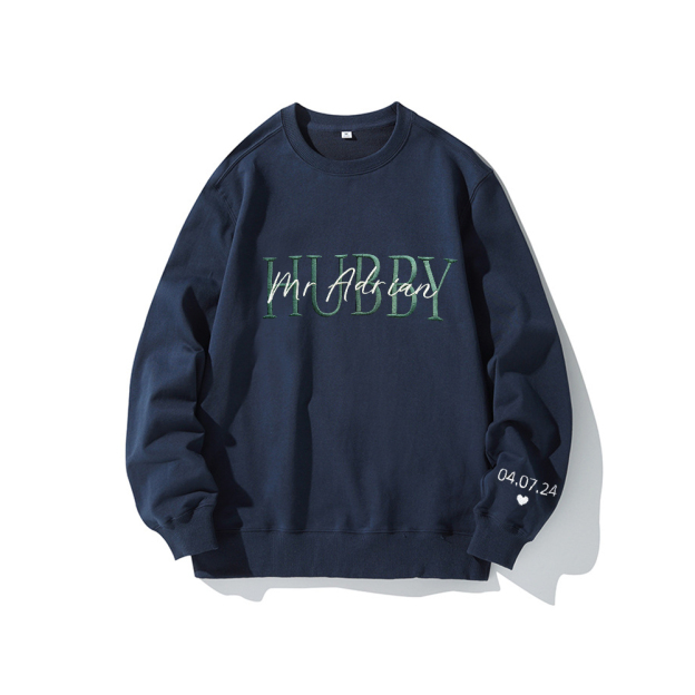 Personalized Embroidered Wife/Hubby Sweatshirt for Unique & Love | JNSCloth42