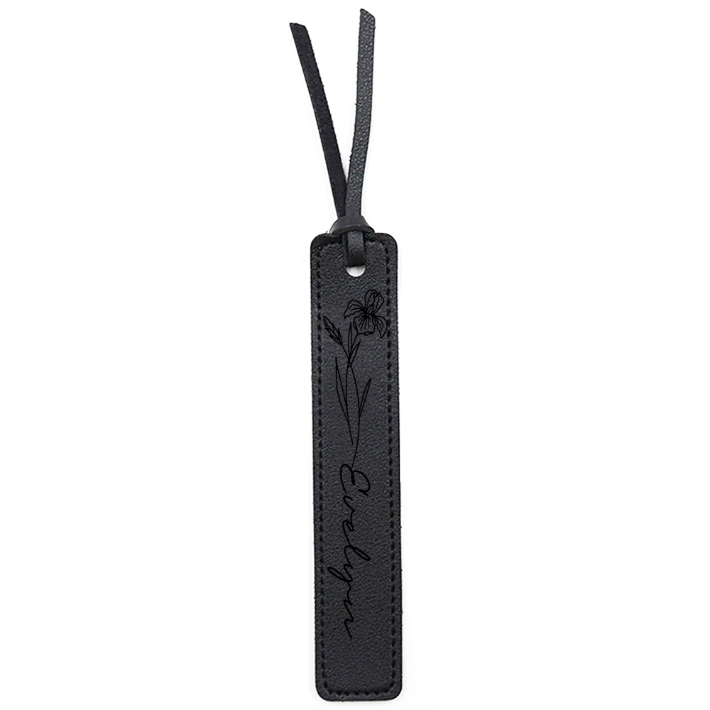 Personalized Birth Month Flower Leather Bookmark | GC020