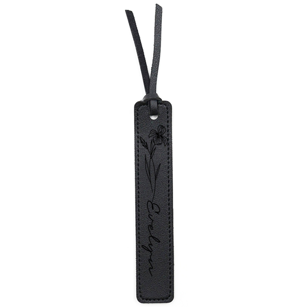 Personalized Birth Month Flower Leather Bookmark | GC020